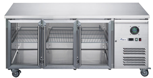FED - X Three Glass Door Bench Fridge Stainless Steel - XUB6C18G3V - Whisk Hospitality - XUB6C18G3V