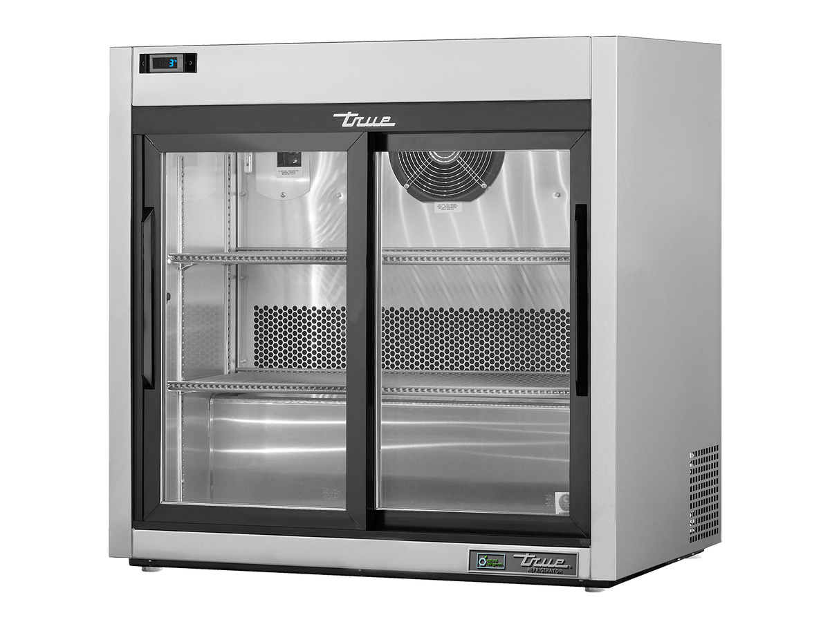 True Refrigeration Counter - Top Retail Merchandiser Refrigerator 2 Glass Slide Doors - TSD - 09G - HC - LD - Whisk Hospitality - TSD-09G-HC-LD
