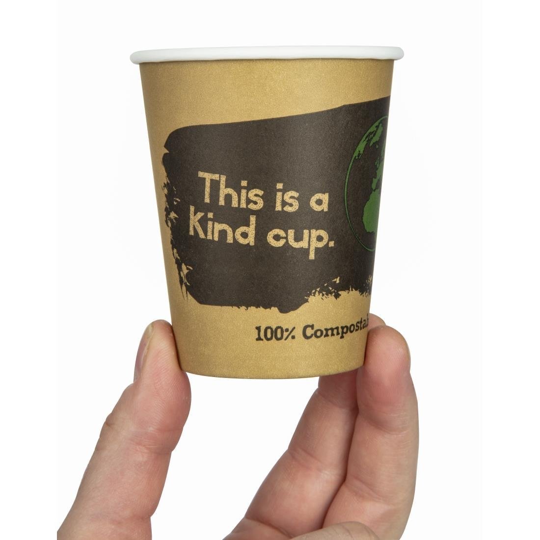 Fiesta Compostable Hot Cup Single Wall 'Kind' 255ml (Sleeve 50) DS057 - Whisk Hospitality - DS057