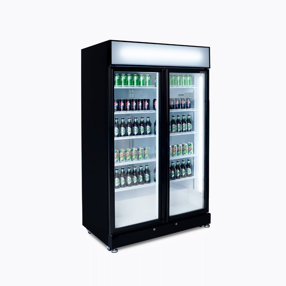 Bromic Upright Display Fridge - 885L - 2 Doors - Flat Glass - Black GM0900LBECO - NR - Whisk Hospitality - GM0900LBECO-NR