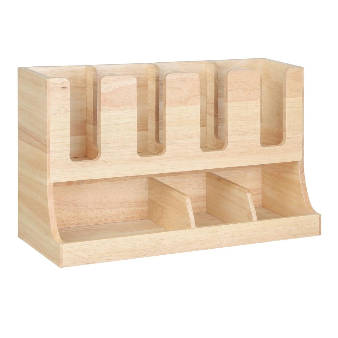 Olympia Cup and Condiment Station Hevea Wood - 450x120x240mm HX395 - Whisk Hospitality - HX395