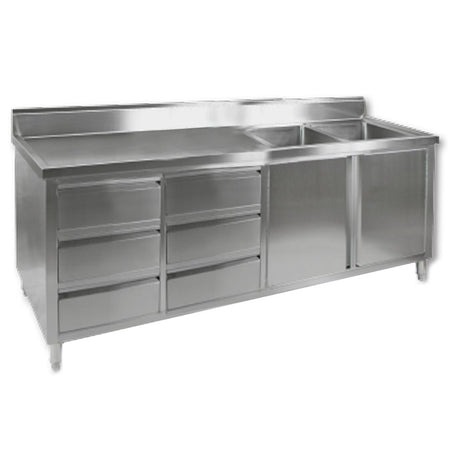 DSC - 2100R - H KITCHEN TIDY CABINET WITH DOUBLE RIGHT SINKS - Whisk Hospitality - DSC-2100R-H