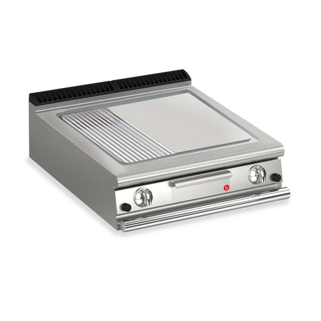 BARON 2 Burner Gas Fry Top With 2/3 Smooth 1/3 Ribbed Mild Steel Plate And Thermostatic Control - Whisk Hospitality - Q90SFT/G820