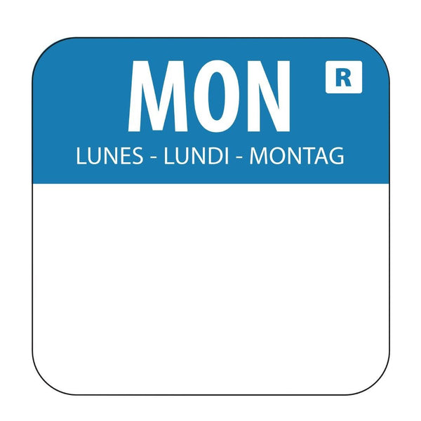 Hygiplas Day of the Week Removable Label Monday 1'' (Roll 1000) L931 - Whisk Hospitality - L931