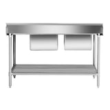 Double Left Sink Bench with Pot Undershelf DSB7 - 1500L/A - Whisk Hospitality - DSB7-1500L/A