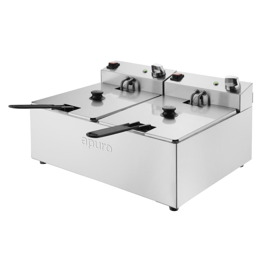 Apuro Double Fryer - 2x5Ltr - 2x2.8kW CU619 - A - Whisk Hospitality - CU619-A