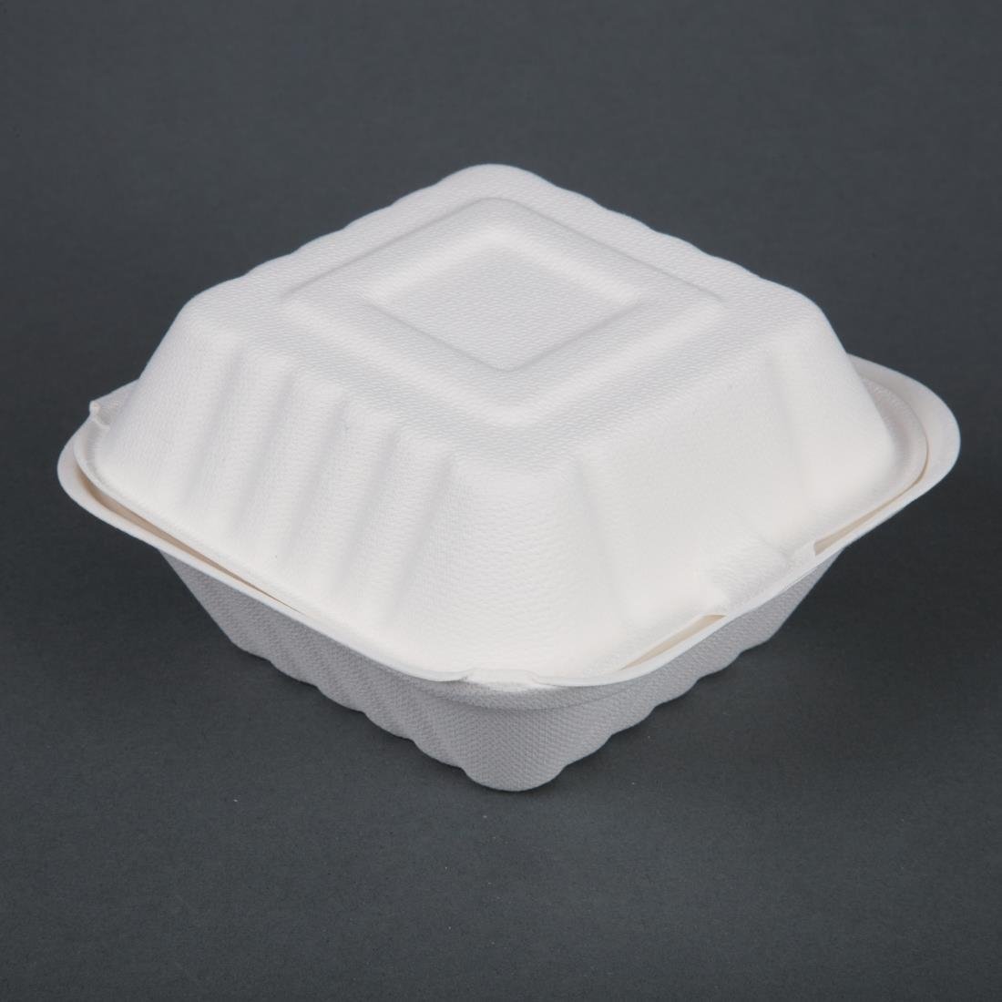 Fiesta Compostable Bagasse Burger Box - 81x149x152mm (Pack 500) DW246 - Whisk Hospitality - DW246