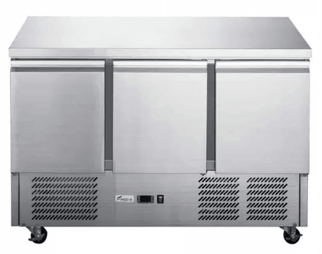 FED-X XGNS1300B 3 Door Compact Workbench Fridge - Whisk Hospitality - 3PA-7688-FED-XGNS1300B