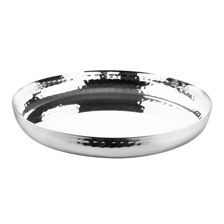 Olympia Hammered Round Tray Stainless Steel - 260x35mm HY124 - Whisk Hospitality - HY124