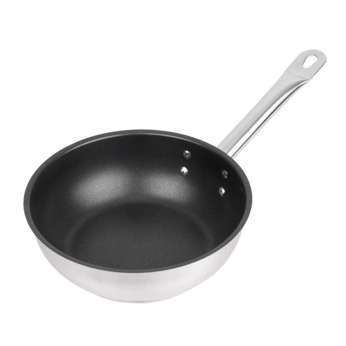 Vogue Saute Pan Teflon Platinum Plus Non Stick Coating St/St - 200mm FC098 - Whisk Hospitality - FC098