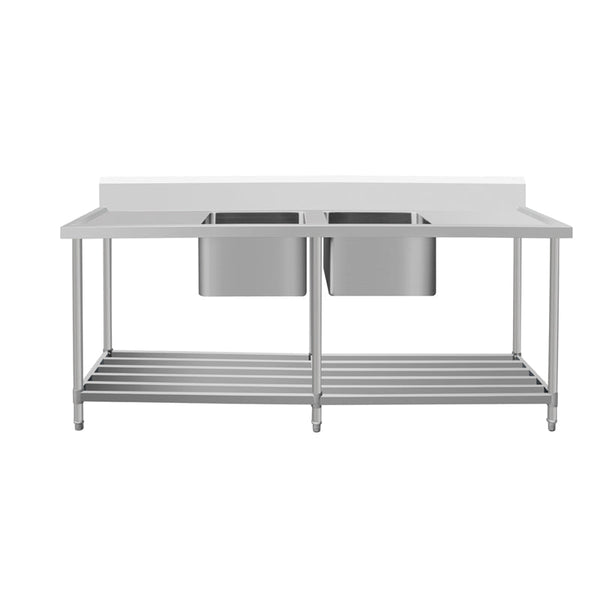 Work Bench - Double Sink with Pipe Undershelf - Center Sink / 600 / ASD-2460C - Whisk Hospitality - 622317