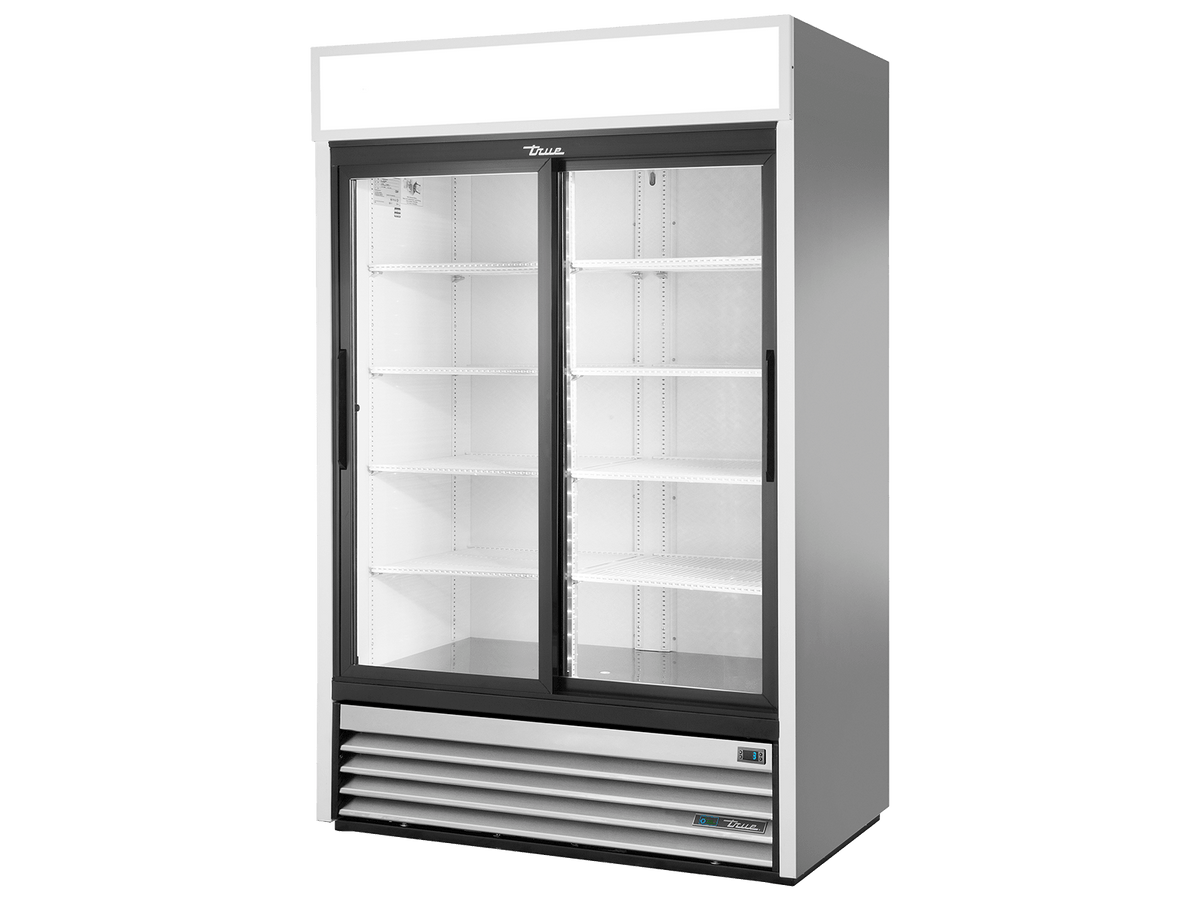 True Refrigeration Upright Retail Merchandiser Refrigerator 2 Full Glass Slide Doors - GDM - 47 - HC - LD - Whisk Hospitality - GDM-47-HC-LD