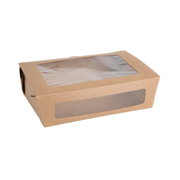 Fiesta Compostable Salad Box with PLA Window - 1600ml (Pack 200) FB678 - Whisk Hospitality - FB678