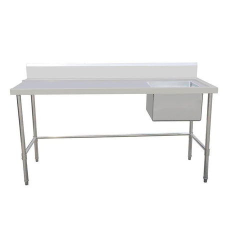 Inlet Bench - Single Sink with Splashback & Leg Brace - Inlet on Left - Sink on Right / 700 / ASSD-1270LR - Whisk Hospitality - 424524