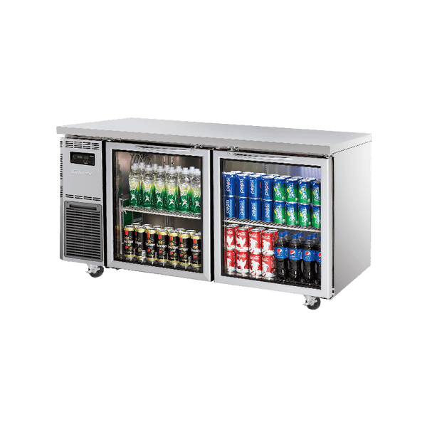 Turbo Air 2 Glass Door Undercounter Fridge 1500mm KGR15-2-N - Whisk Hospitality - KGR15-2-N