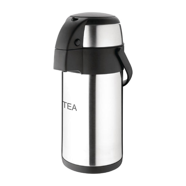 Olympia Pump Action Airpot St/St Double Wall - 3Ltr 'TEA' DP127 - Whisk Hospitality - DP127