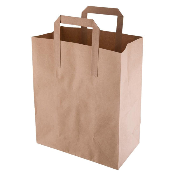 Fiesta Recyclable Brown Paper Bag with Handles Medium (Pack 250) CF591 - Whisk Hospitality - CF591