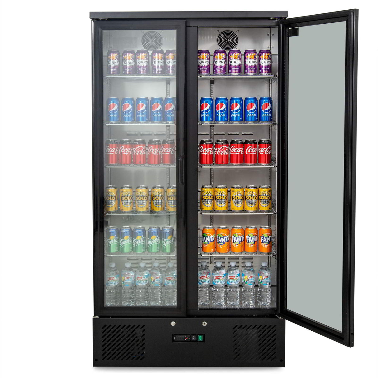 AG 477L Upright Double Glass Door Display / Backbar Fridge - Black B500G - Whisk Hospitality - B500G