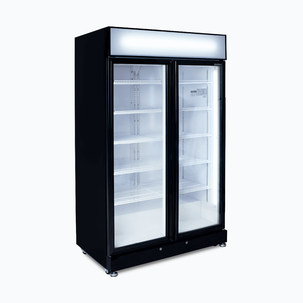 Bromic Upright Display Fridge - 885L - 2 Doors - Flat Glass - Black - Whisk Hospitality - GM0900LBECO
