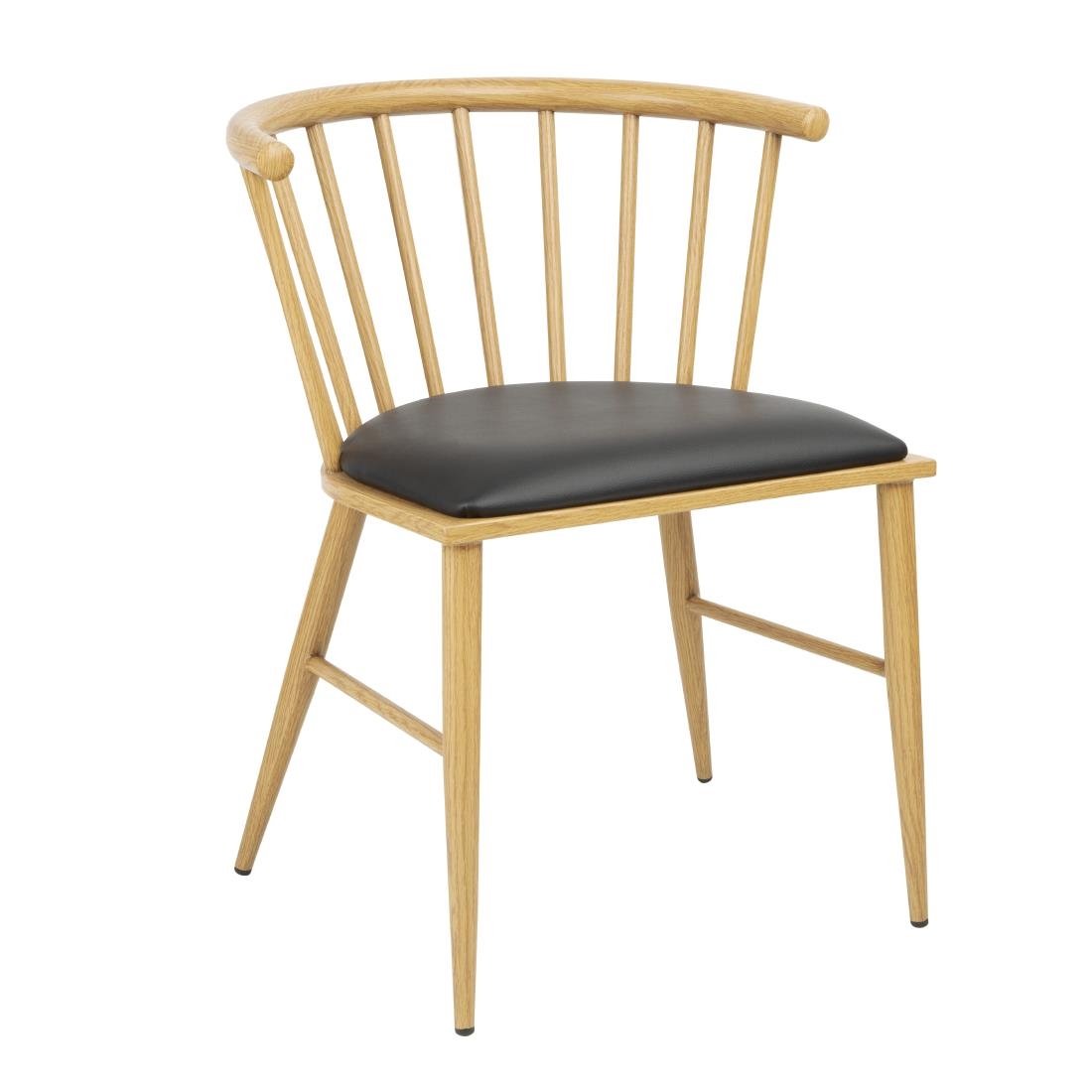 Bolero Harrowdene Light Wood Effect Spindle Padded Interior Chairs (Set 2) FU528 - Whisk Hospitality - FU528