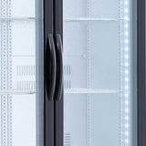 AG 477L Upright Double Glass Door Display / Backbar Fridge - Black B500G - Whisk Hospitality - B500G