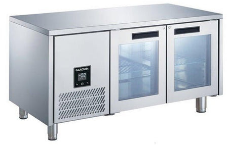 Glacian 2 Door Slimline Fridge 660 Deep Glass Doors BCG61420 - Whisk Hospitality - BCG61420