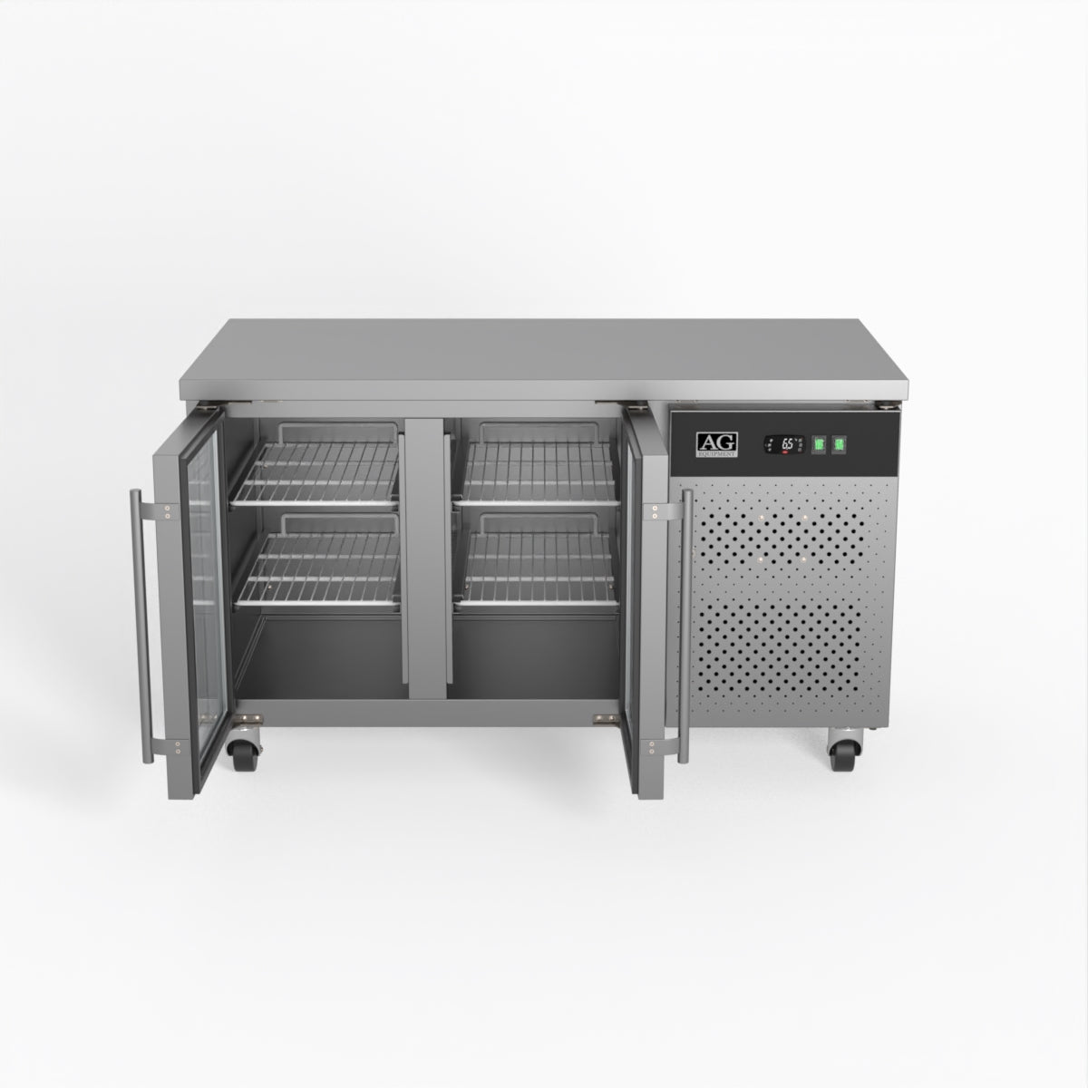 AG Commercial Two Glass Door Worktop / Under Bench Display Fridge 700mm Depth GNX2100TNG - Whisk Hospitality - GNX2100TNG