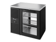 True Refrigeration Pass - Thru Bar Refrigerator Black Ext 1 Glass Swing Door Front 1 Glass Swing Door Rea - TBR36 - PTSZ1 - L - B - G - G - 2 - Whisk Hospitality - TBR36-PTSZ1-L-B-G-G-2