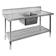 Single Centre Sink Bench & Pot Undershelf SSB6 - 1200C/A - Whisk Hospitality - SSB6-1200C/A
