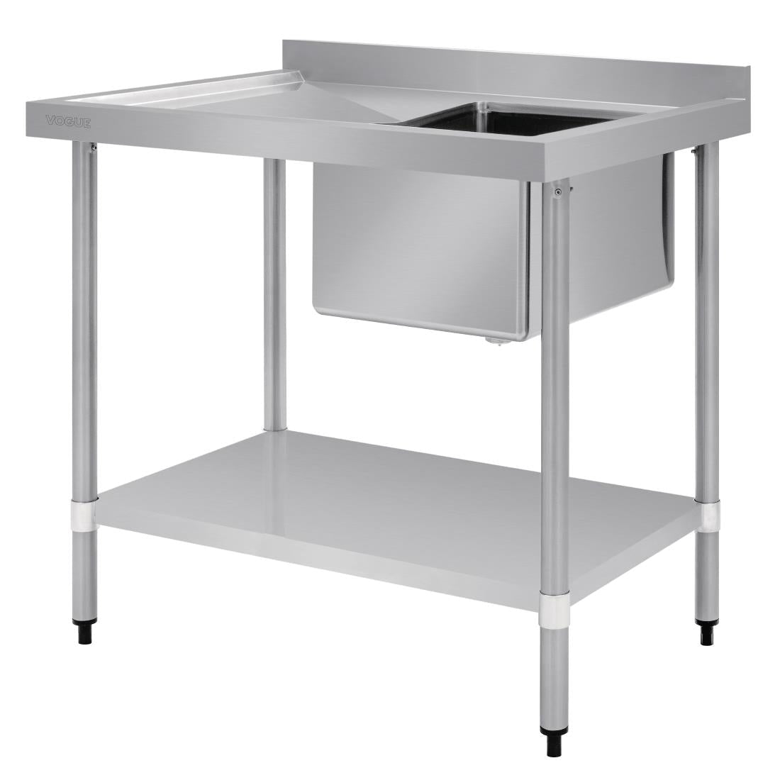 Vogue Single Bowl Sink L/H Drainer - 1000mm x 700mm (90mm Drain) HC913 - Whisk Hospitality - HC913