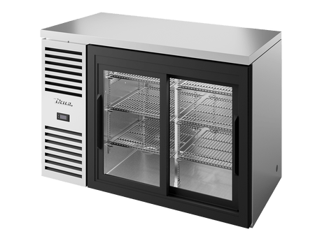 True Refrigeration Bar Refrigerator Stainless Steel Ext 2 Glass Slide Doors - TBR48 - RISZ1 - L - S - 11 - 2 - Whisk Hospitality - TBR48-RISZ1-L-S-11-2