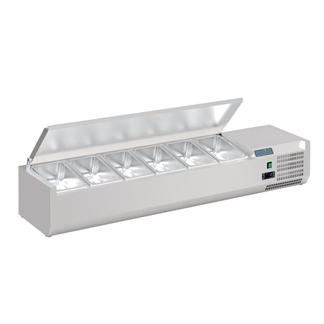Polar G - Series Countertop Prep Fridge with Lid 6x 1/4GN with Hard Stainless Lid DA680 - A - Whisk Hospitality - DA680-A