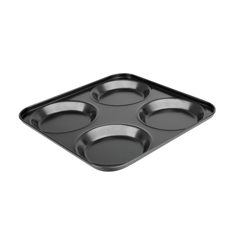 Vogue Non Stick Yorkshire Pudding Tray 4 Cup - 235x235x23mm 9 1/4x9 1/4x1" GD012 - Whisk Hospitality - GD012