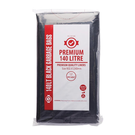 Jantex Premium Garbage Bag Black - 140Ltr (Box 50) FL881 - Whisk Hospitality - FL881
