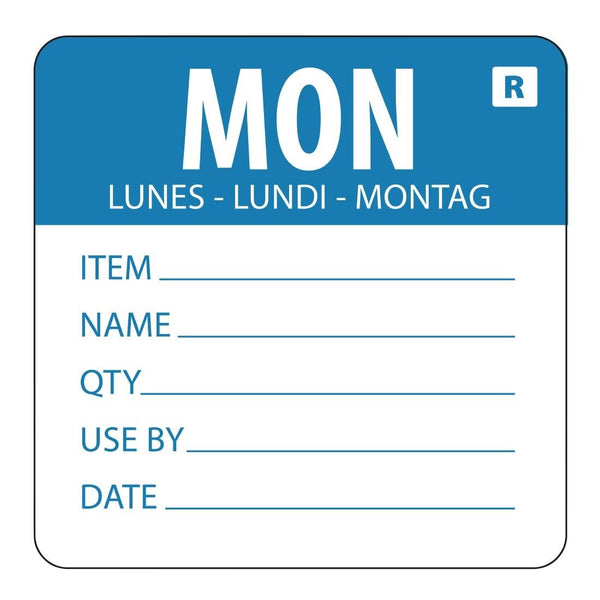 Hygiplas Day Of the Week Removable Food Prep Label Monday 2'' (Roll 500) L066 - Whisk Hospitality - L066