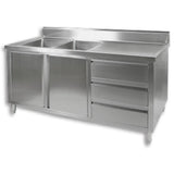 DSC - 1800L - H KITCHEN TIDY CABINET WITH DOUBLE LEFT SINKS - Whisk Hospitality - DSC-1800L-H