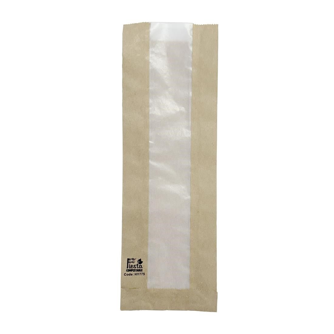 Fiesta Compostable Baguette Bag with Glassine Window - 300x100x60mm (Pack 1000) HY775 - Whisk Hospitality - HY775