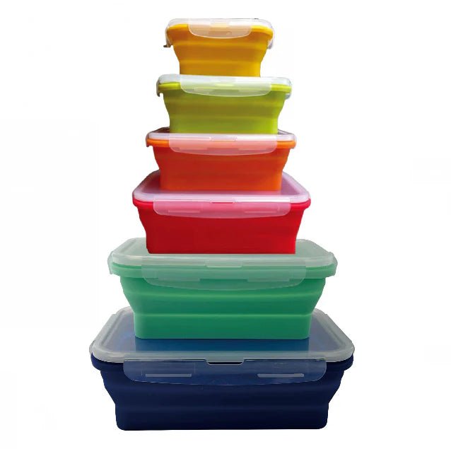 Pack and Stack Silicone Collapsible Food Containers – Square 6 Piece Set – Mixed Sizes - Whisk Hospitality - KUV11
