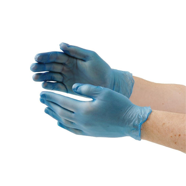 Hygiplas Vinyl Blue Powder Free Gloves - Size S (Pack 100) CF403 - S - Whisk Hospitality - CF403-S