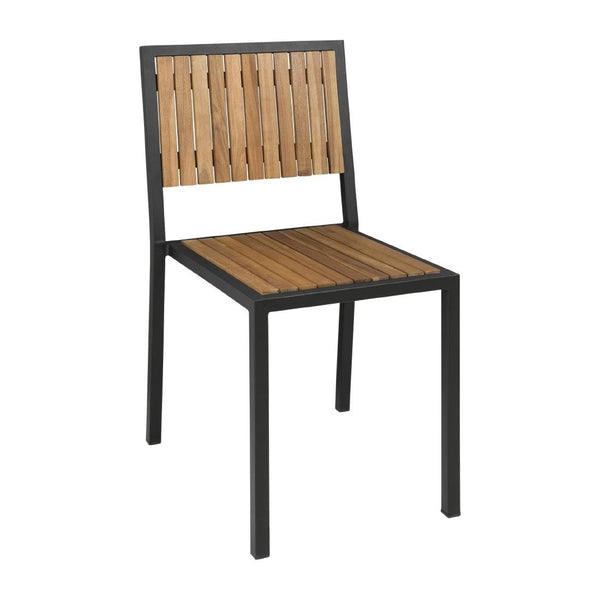 Bolero Steel & Acacia Side Chair (Pack 4) DS150 - Whisk Hospitality - DS150