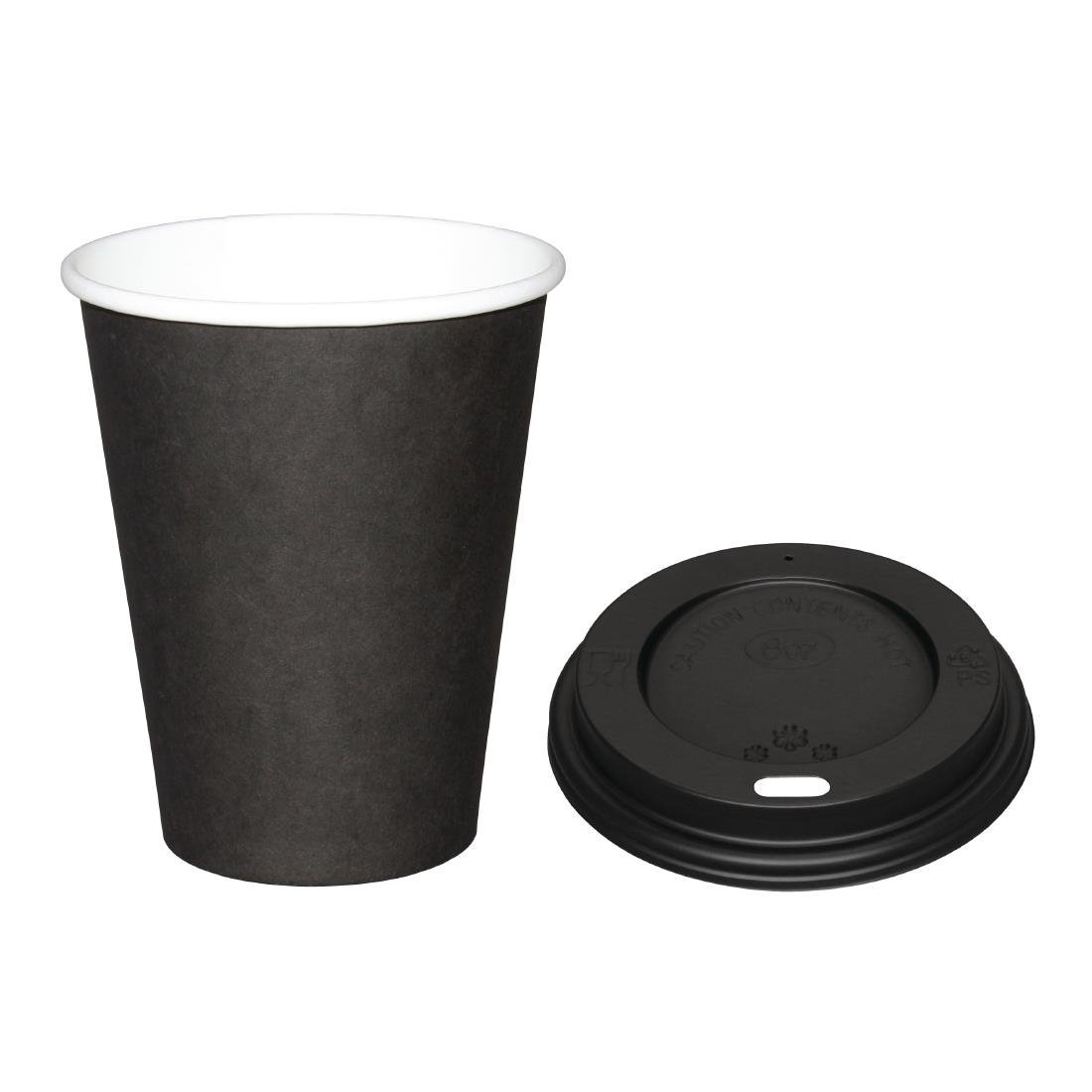 Fiesta Hot Cups Single Wall Black with Black Lid - 225ml (Box 1000) SA431 - Whisk Hospitality - SA431