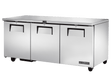 True Refrigeration Undercounter Foodservice Refrigerator 3 Solid Swing Doors - TUC - 72 - HC - Whisk Hospitality - TUC-72-HC
