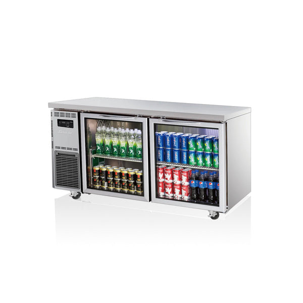 Turbo Air 2 Glass Door Undercounter Fridge 1500mm (600mm Deep) KGR15-2S-N - Whisk Hospitality - KGR15-2S-N