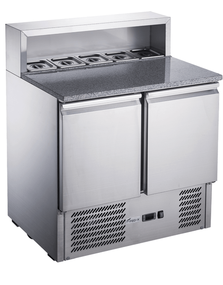 FED - X Two Door Salad Prep Fridge with Marble Top - XGNS900E - Whisk Hospitality - XGNS900E