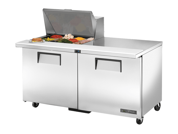 True Refrigeration Prep Table 12x 1/6 Top Pans 2 Solid Swing Doors - TSSU - 60 - 12M - B - HC - Whisk Hospitality - TSSU-60-12M-B-HC