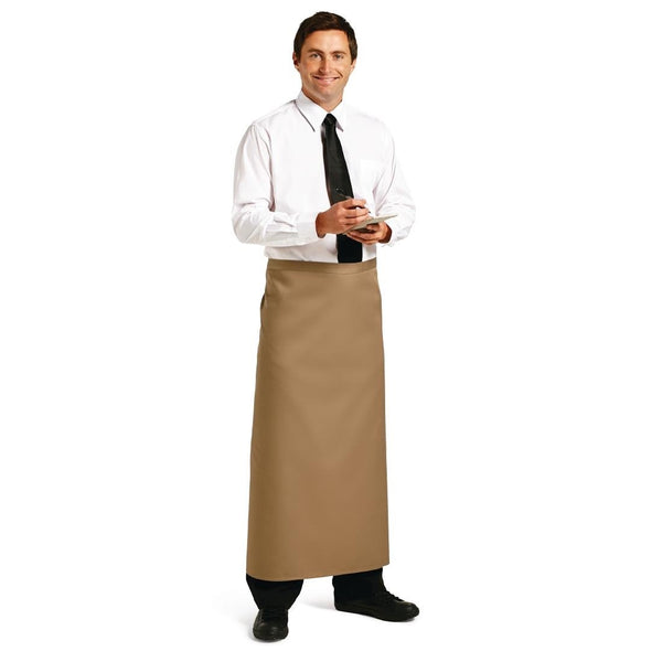 Whites Long Bistro Apron Tan - 1000x1000mm 39.4x39.4" B438 - Whisk Hospitality - B438