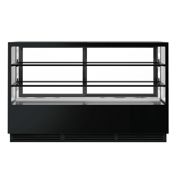 Bonvue Noir Tot 1800mm 2 Shelves Square Cake Display Cabinet CVS180-2B - Whisk Hospitality - CVS180-2B