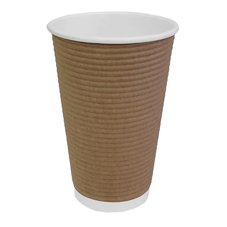 Fiesta Recyclable Hot Cup Ripple Wall Kraft 455ml (Sleeve 25) GF025 - Whisk Hospitality - GF025