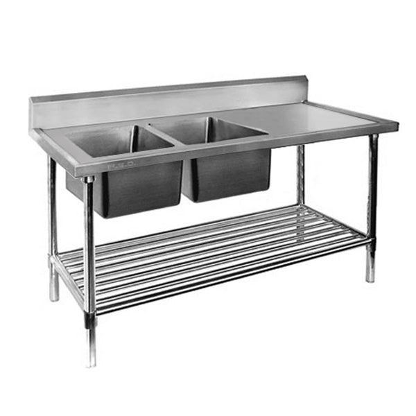 DSB6 - 1500L/A Double Left Sink Bench with Pot Undershelf - Whisk Hospitality - DSB6-1500L/A