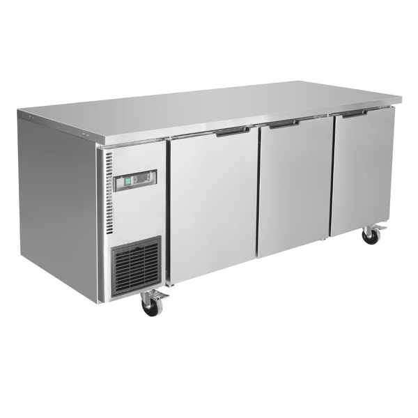 Thermaster Stainless Steel Triple Door Workbench Fridge - TS1800TN - 3D - Whisk Hospitality - TS1800TN-3D